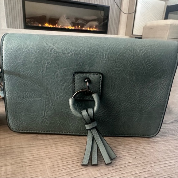 Light Blue Leather Tassel Bag - Picture 1 of 4